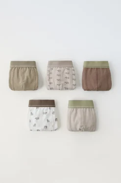 Niños ZARA 6 - 14 Años·Ropa Interior / Calcetines<6-14 AÑOS / PACK CINCO BÓXERS ESTAMPADO ANIMALES