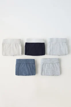 Niños ZARA 6 - 14 Años·Ropa Interior / Calcetines<6-14 AÑOS/ PACK CINCO BÓXER CUADROS Y RAYAS