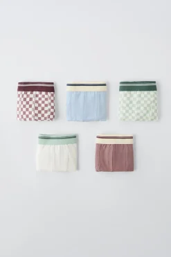 Niños ZARA 6 - 14 Años·Ropa Interior / Calcetines<6-14 AÑOS/ PACK CINCO BÓXERS DAMERO