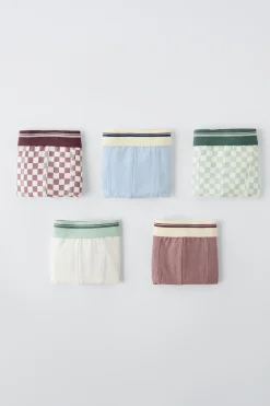 Niños ZARA 6 - 14 Años·Ropa Interior / Calcetines<6-14 AÑOS/ PACK CINCO BÓXERS DAMERO