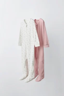 Niños ZARA 0 - 6 Meses·Ropa Interior / Pijamas|6 - 18 Meses·Ropa Interior / Pijamas<0-1 AÑOS/ PACK DOS PIJAMAS ENTEROS FLORES