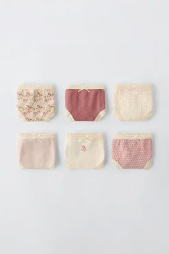 Niños ZARA 1½ - 6 Años·Ropa Interior / Calcetines<2-6 AÑOS/ PACK SEIS BRAGUITAS FLORECITAS