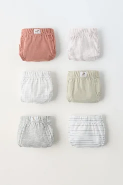 Niños ZARA 1½ - 6 Años·Ropa Interior / Calcetines|Accesorios / Zapatos / 0 - 14 Años<2-6 AÑOS/ PACK SEIS SLIPS CUADROS Y RAYAS