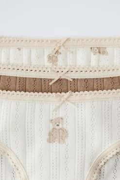 Niños ZARA 6 - 14 Años·Ropa Interior / Calcetines<6-14 AÑOS/ PACK TRES BRAGUITAS POINTELLE OSOS