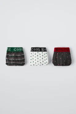Niños ZARA 6 - 14 Años·Ropa Interior / Calcetines<6-14 AÑOS/ PACK TRES BÓXER PAPÁ NOEL Y ARBOLITOS