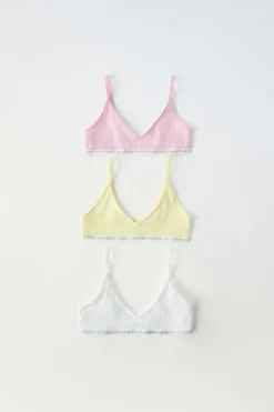 Niños ZARA 6 - 14 Años·Ropa Interior / Calcetines<9-14 AÑOS/ PACK TRES TOPS ESTRUCTURA Y FLORES