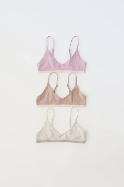 Niños ZARA 6 - 14 Años·Ropa Interior / Calcetines<9-14 AÑOS/ PACK TRES TOPS RIB LAZO