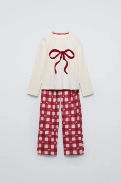 Niños ZARA 6 - 14 Años·Pijamas<6-14 AÑOS/ PIJAMA CUADROS LAZO FLOCK