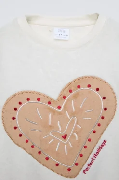 Niños ZARA 6 - 14 Años·Pijamas<6-14 AÑOS/ PIJAMA POLAR GALLETA CORAZÓN