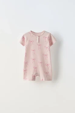 Niños ZARA 0 - 6 Meses·Ropa Interior / Pijamas|6 - 18 Meses·Ropa Interior / Pijamas<1-18 MESES/ PACK DOS PIJAMAS ENTEROS CORTOS LAZOS