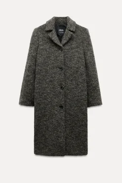 Best ABRIGO BOUCLÉ CON LANA MANTECO ZW COLLECTION Mujer Abrigos / Anoraks