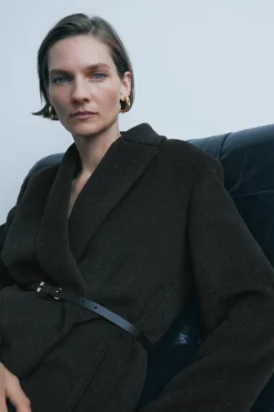 Discount ABRIGO CON LANA CINTURÓN ZW COLLECTION Mujer Abrigos / Anoraks