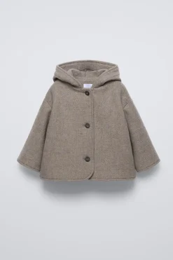 Niños ZARA 0 - 6 Meses·Sacos / Buzos|6 - 18 Meses·Abrigos / Buzos<ABRIGO CON LANA MANTECO