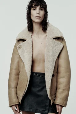 Hot ABRIGO CORTO DOBLE FAZ 100% PIEL Mujer Abrigos / Anoraks