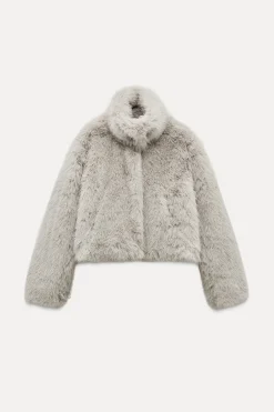 New ABRIGO CORTO EFECTO PELO Mujer Abrigos / Anoraks|Chaquetas / Cazadoras