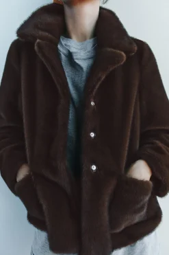 Clearance ABRIGO CORTO EFECTO PELO Mujer Abrigos / Anoraks|Cárdigan / Jerséis