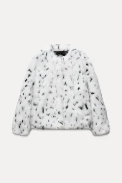 Fashion ABRIGO CORTO EFECTO PELO ESTAMPADO ANIMAL Mujer Abrigos / Anoraks