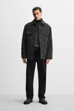 Sale ABRIGO CORTO MEZCLA LANA Hombre Cazadoras|Abrigos / Gabardinas