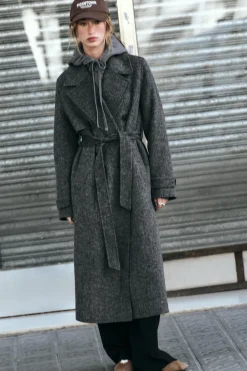 Sale ABRIGO CRUZADO CON LANA Mujer Abrigos / Anoraks