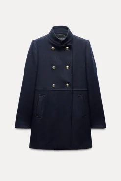 Online ABRIGO CRUZADO CON LANA Mujer Abrigos / Anoraks