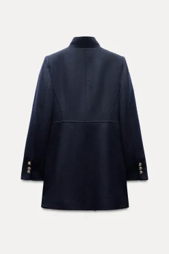 Online ABRIGO CRUZADO CON LANA Mujer Abrigos / Anoraks