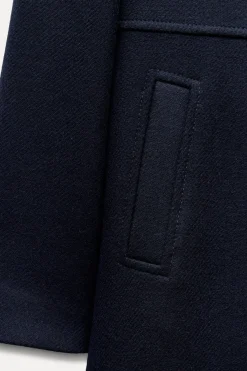 Online ABRIGO CRUZADO CON LANA Mujer Abrigos / Anoraks