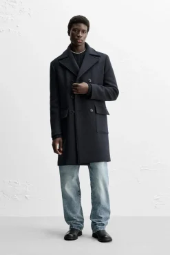 Discount ABRIGO CRUZADO MEZCLA LANA Hombre Cazadoras|Abrigos / Gabardinas