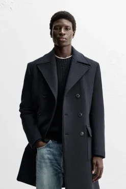 Discount ABRIGO CRUZADO MEZCLA LANA Hombre Cazadoras|Abrigos / Gabardinas