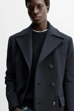 Discount ABRIGO CRUZADO MEZCLA LANA Hombre Cazadoras|Abrigos / Gabardinas