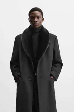 Discount ABRIGO CUELLO COMBINADO Hombre Cazadoras|Abrigos / Gabardinas