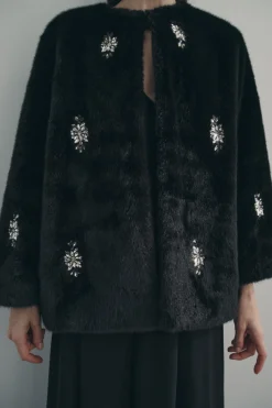 Discount ABRIGO EFECTO PELO ABALORIOS JOYA Mujer Abrigos / Anoraks|Cárdigan / Jerséis