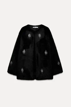 Discount ABRIGO EFECTO PELO ABALORIOS JOYA Mujer Abrigos / Anoraks|Cárdigan / Jerséis