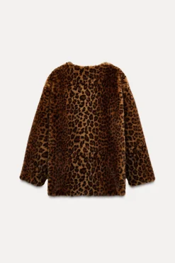 Sale ABRIGO EFECTO PELO ESTAMPADO ANIMAL Mujer Abrigos / Anoraks