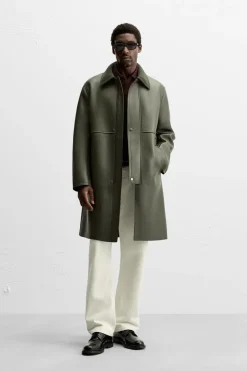 Online ABRIGO EFECTO PIEL COMBINADO Hombre Cazadoras|Abrigos / Gabardinas