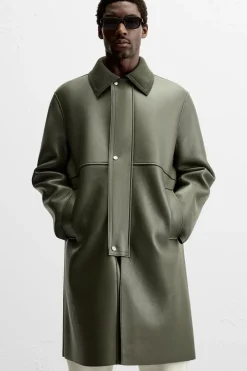 Online ABRIGO EFECTO PIEL COMBINADO Hombre Cazadoras|Abrigos / Gabardinas