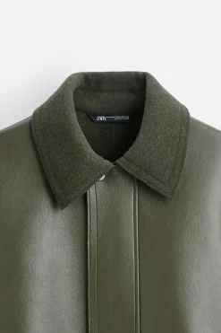 Online ABRIGO EFECTO PIEL COMBINADO Hombre Cazadoras|Abrigos / Gabardinas