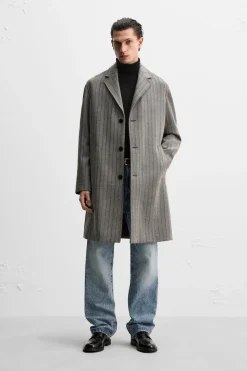 Fashion ABRIGO LANA ESPIGA Hombre Cazadoras|Abrigos / Gabardinas