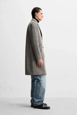 Fashion ABRIGO LANA ESPIGA Hombre Cazadoras|Abrigos / Gabardinas