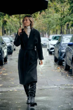 Best ABRIGO LARGO CINTURÓN CON LANA Mujer Abrigos / Anoraks