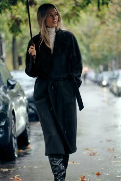 Best ABRIGO LARGO CINTURÓN CON LANA Mujer Abrigos / Anoraks