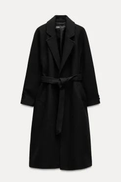 Best ABRIGO LARGO CINTURÓN CON LANA Mujer Abrigos / Anoraks