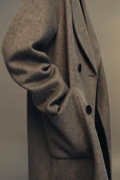 Online ABRIGO LARGO CRUZADO CON LANA Mujer Abrigos / Anoraks