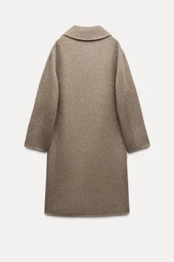 Online ABRIGO LARGO CRUZADO CON LANA Mujer Abrigos / Anoraks