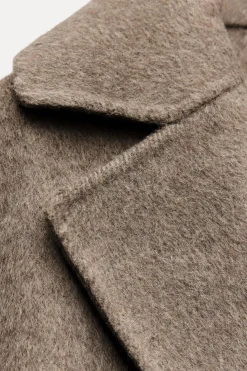 Online ABRIGO LARGO CRUZADO CON LANA Mujer Abrigos / Anoraks