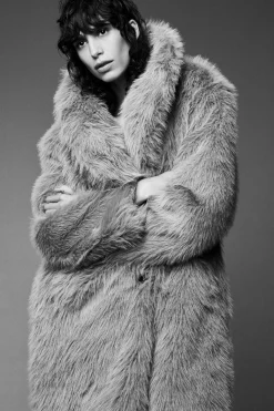 Discount ABRIGO LARGO EFECTO PELO Mujer Abrigos / Anoraks