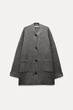 Outlet ABRIGO PUNTO BOLSILLOS PLASTRÓN Mujer Abrigos / Anoraks|Cárdigan / Jerséis