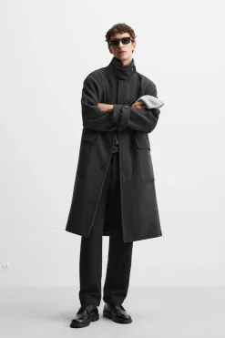 Clearance ABRIGO RELAXED FIT CON LANA Hombre Cazadoras|Abrigos / Gabardinas