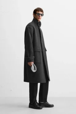 Clearance ABRIGO RELAXED FIT CON LANA Hombre Cazadoras|Abrigos / Gabardinas