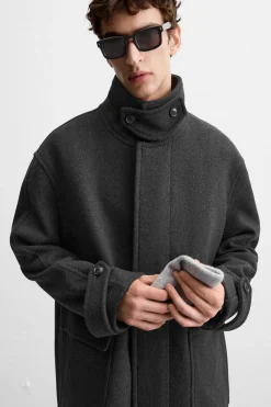 Clearance ABRIGO RELAXED FIT CON LANA Hombre Cazadoras|Abrigos / Gabardinas