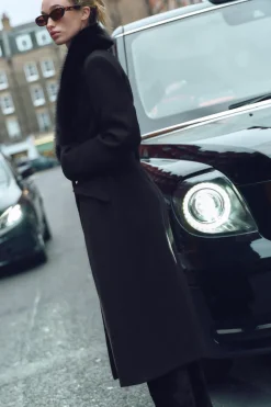 Online ABRIGO SOLAPA EFECTO PELO CON LANA Mujer Abrigos / Anoraks